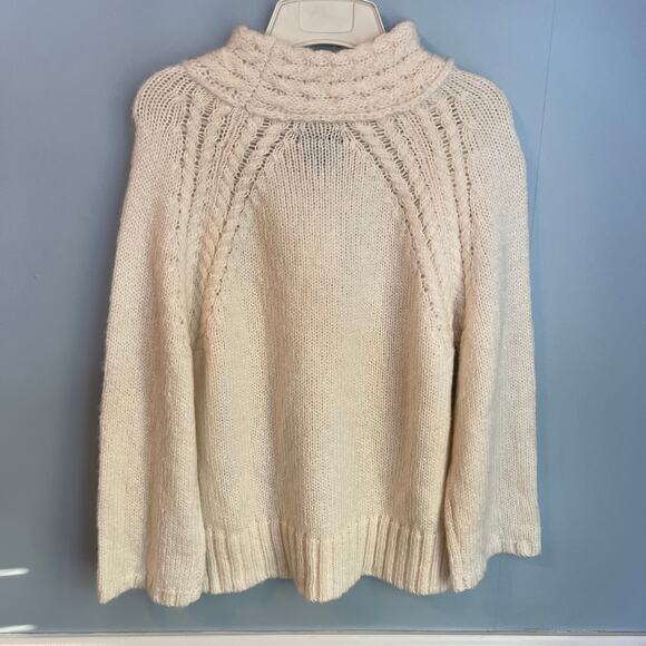 CENY NWT Cable Mock Neck Raglan Pullover Ivory Sweater Size XS NEW - Picture 9 of 15